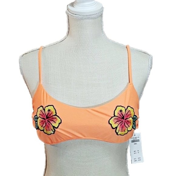 Hollister Other - 🆕 Hollister Orange Floral Bandeau Bikini Top, Swimsuit Top Sz S
